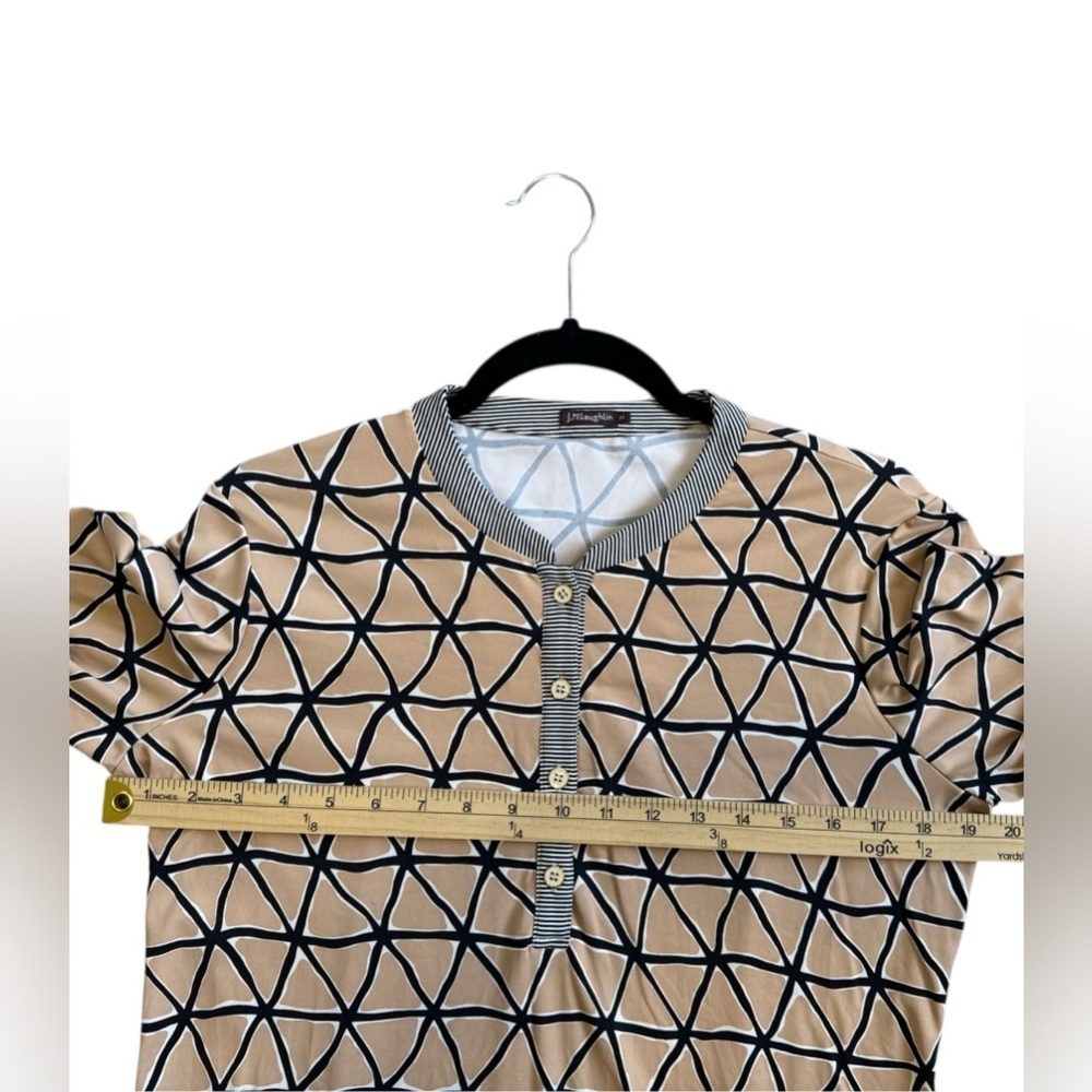 J. McLaughlin Beige and Black Geometric and Striped Tunic - Picture 6 of 9